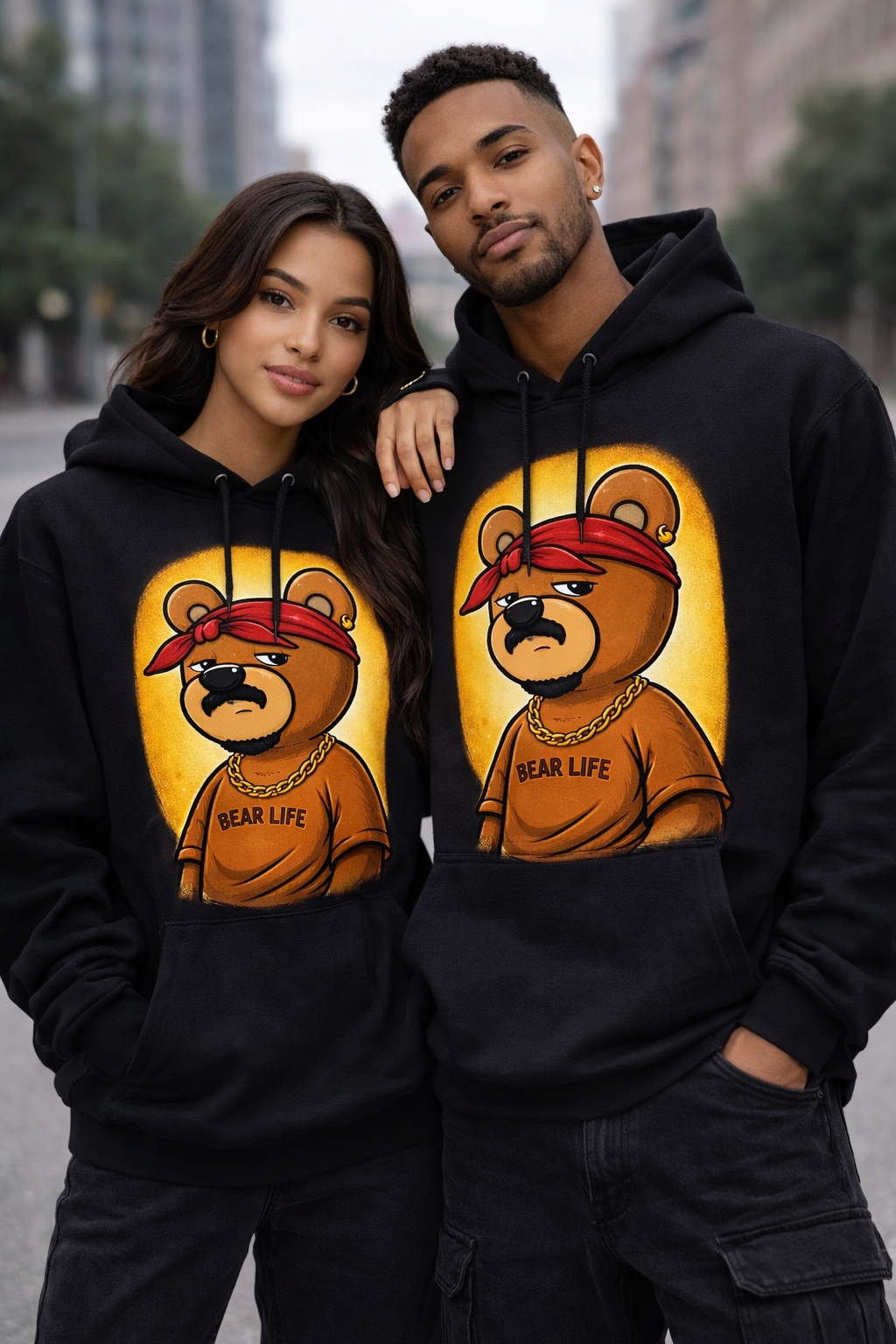 Bear life hoodie black
