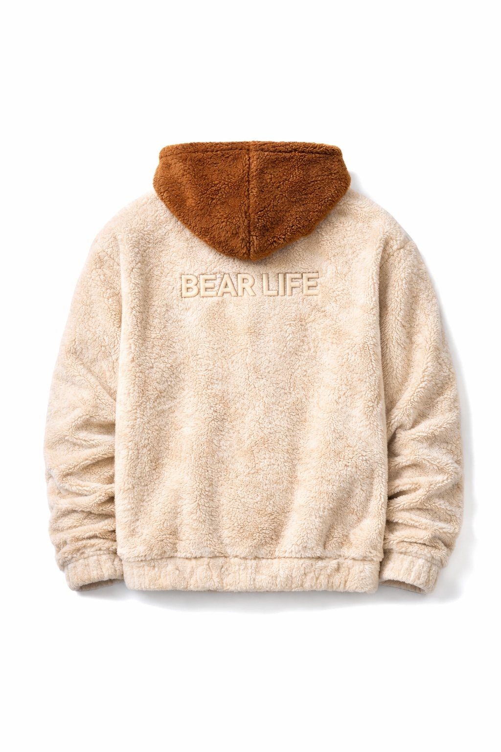 Bear Life Sherpa Hoodie – Cream & Brown Edition